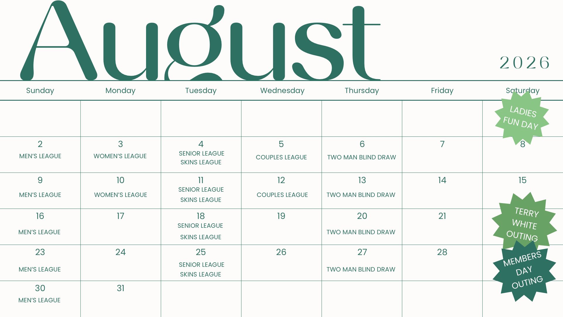 August events calendar