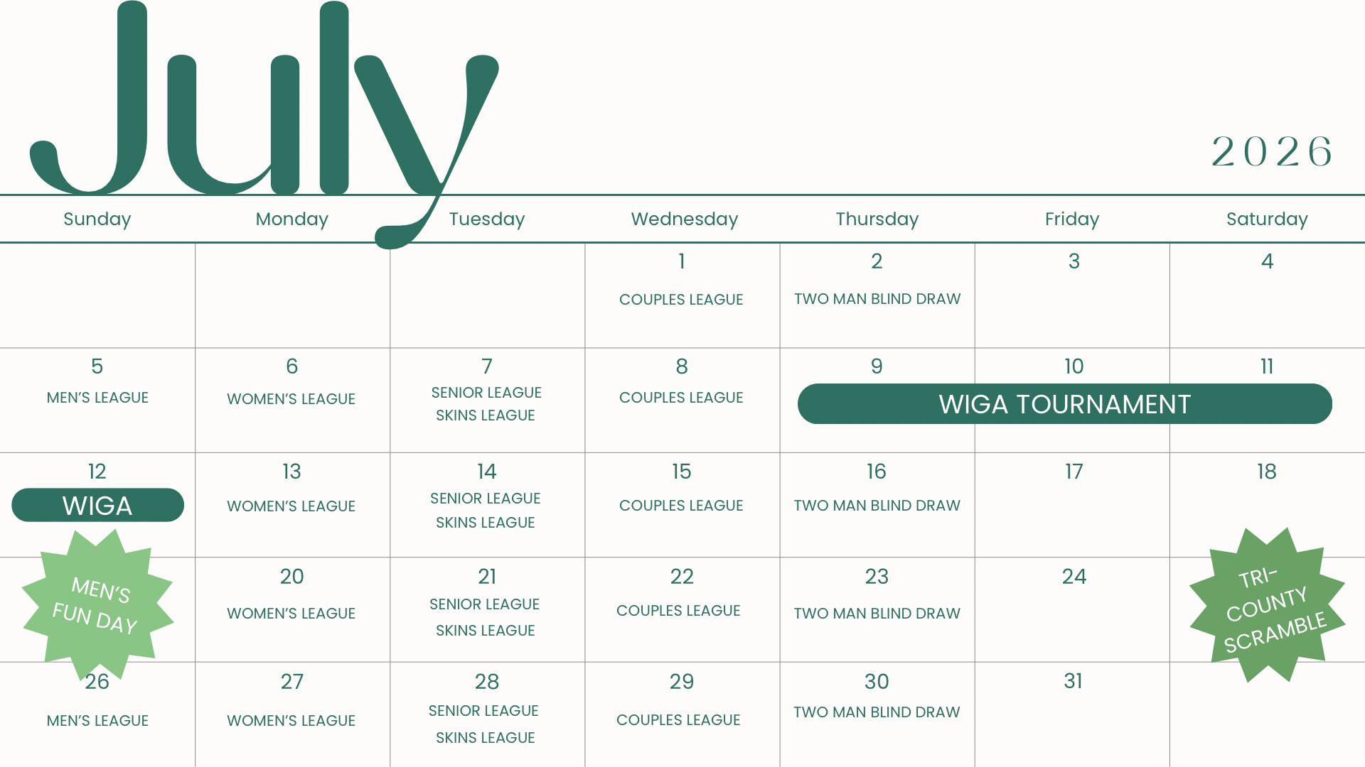 July events calendar