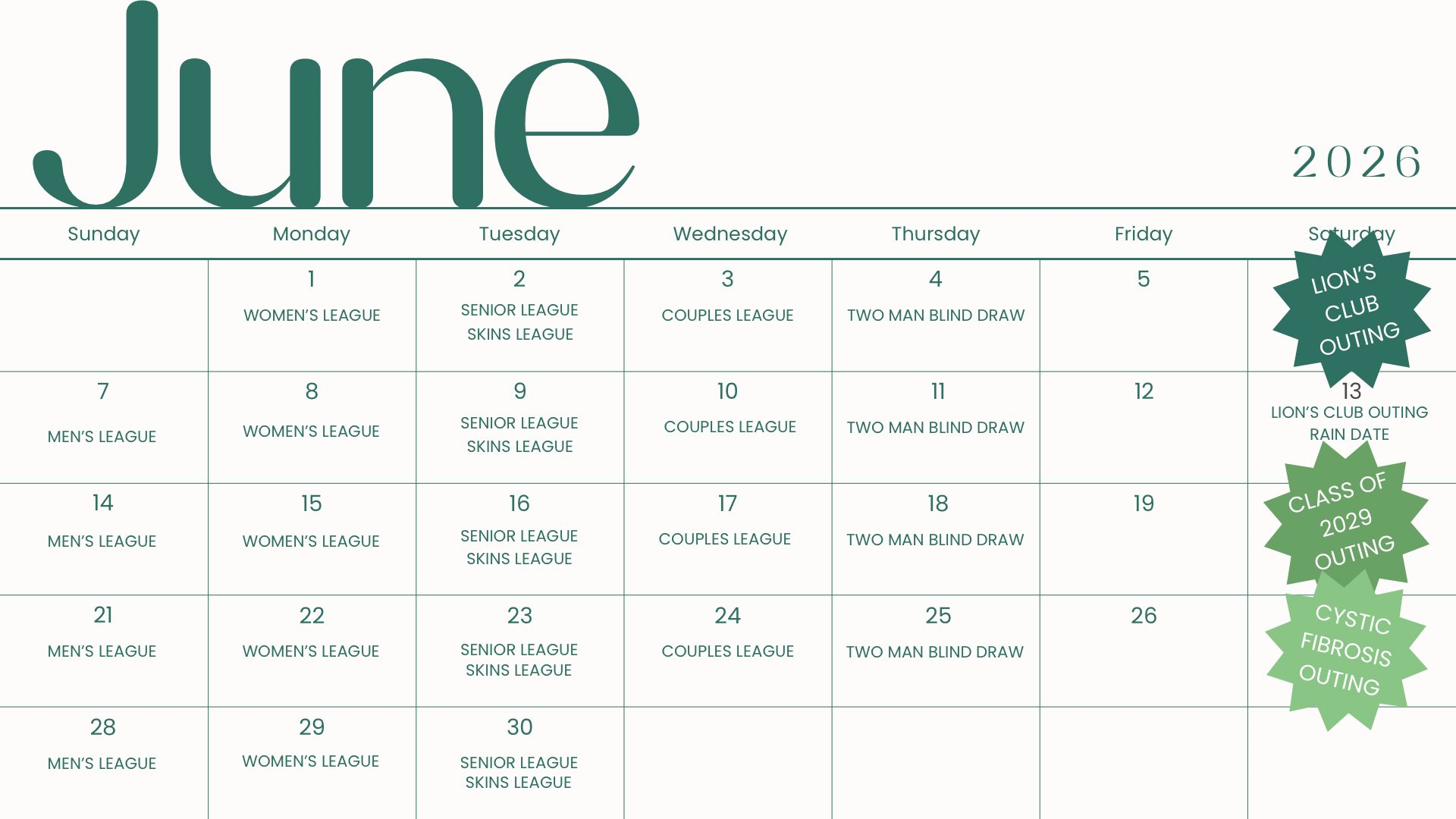 June events calendar
